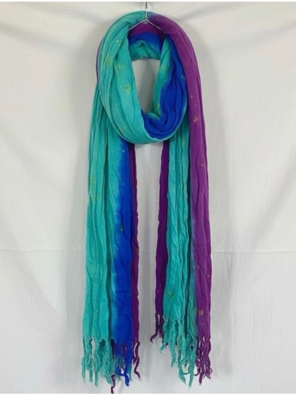 Multicolor Handmade Green Purple Tassel Scarf Womens